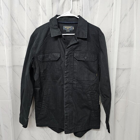NWT Billabong Stealth Hudson Dark Gray Unisex Button Canvas Utility Jacket M - Picture 12 of 16